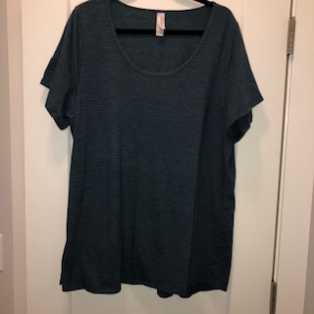 LuLaRoe Classic T Blue w/Blk strips